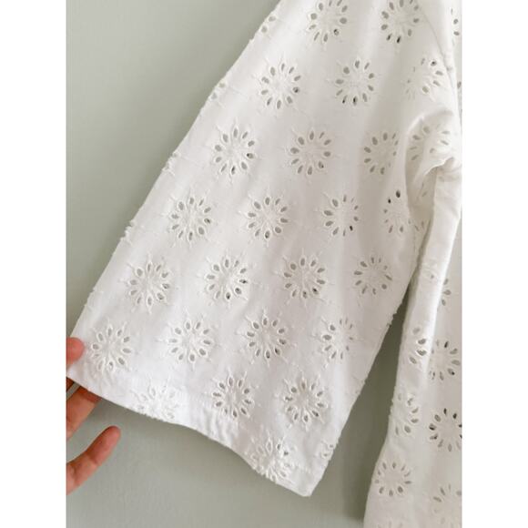 Madewell | NWT Embroidered Wide-Sleeve Boxy Tee in White | Sz XS - Picture 4 of 9
